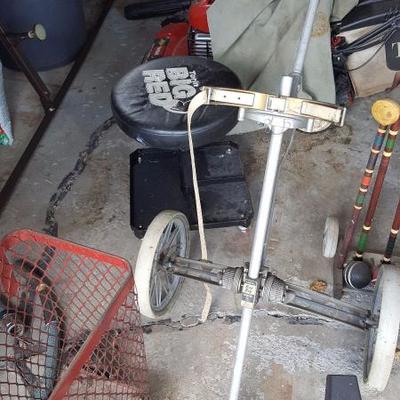 Rolling Stool, Wire Basket and Golf Caddy