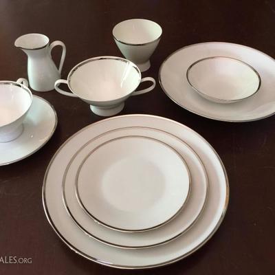 Rosenthal Romance china - a beautiful white with simple silver band in an Art Deco style.