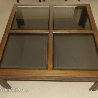 KCT020 Glass Top Wooden Coffee Table
