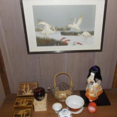 KCT035 Japanese Doll, Wood Nesting Jewelry Boxes, Teapot & More!
