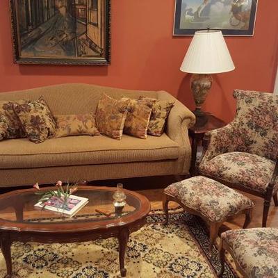 Chesterfield style sofa and end table set