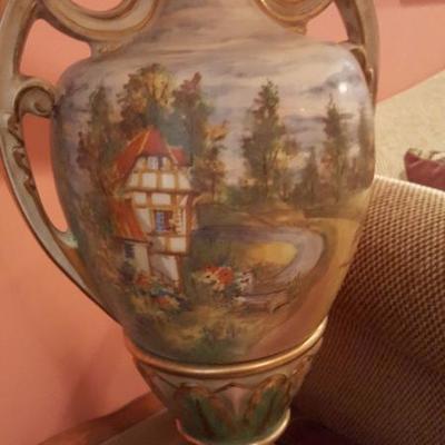 Hand-painted French motif lamp set