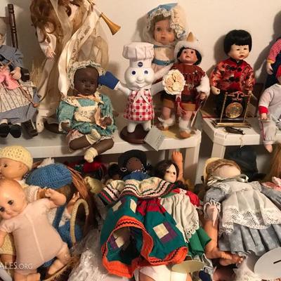 Dolls- German, Japanese, American made.  Ceramic, Porcelain, bisque, celluloid.  A collectors dream.