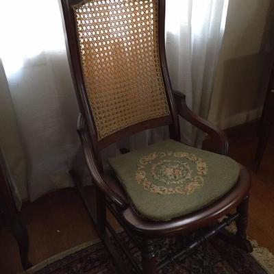 Vintage Rocking Chair with Needlepoint cushion