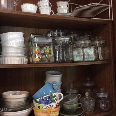 Glassware, canisters, candy jars and vases