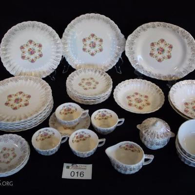 Large 35-Piece set of Ivory Franklinware: Warranted 22 K Gold Made in U.S.A..  1 12
