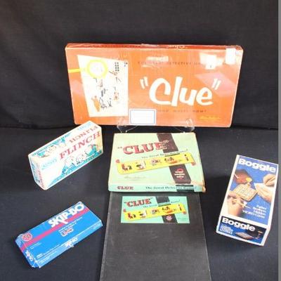 Lot of Vintage Games: consisting of 5 games, all in original boxes  and complete (except 2 Clue games) with instructions, some show wear...