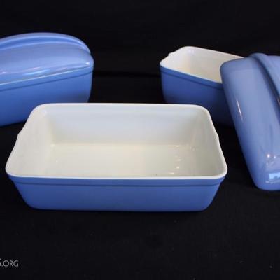 1930 3-Piece Blue Refrigerator Set all marked HALL Made in USA Made Exclusively for Westinghouse 1 10.5" x 7" x 3"...