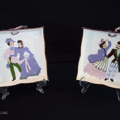Decorative Vintage Plates:  Two complementary themed plates both marked 