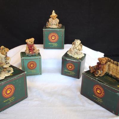Collection of 5 Boyds Bears & Friends: The Bearstone Collection, all in original boxes and in mint condition all handmade in China:...