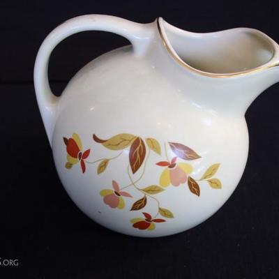 HALL'S Superior Water Pitcher:  2 Quart Water Pitcher Autumn Leaf Jewel Tea 1930-70's, measures approximate 8" high x...