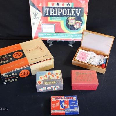 Vintage Lot of Games:  Two 1914 Hearts by Parker Brothers in original boxes each different; Very old WORD-O-GRAM "The Sensation New...
