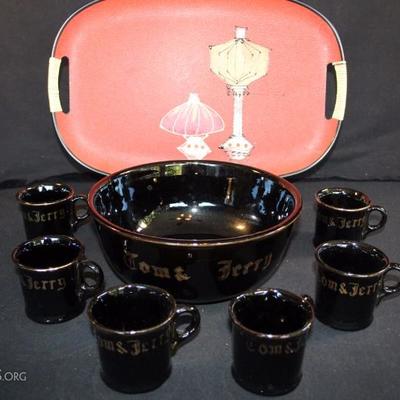 Tom & Jerry Punch Set with Tray: the set is black with gold trim and includes a 9.5" x 4.5" punch bowl which holds 2 +...