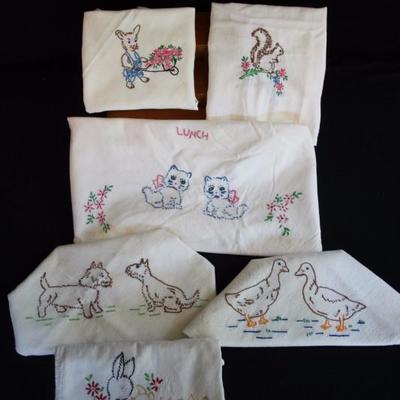 Hand Embroidered Dish Towels: 6 dish towels approximately 24
