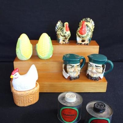 Salt & Pepper Shakers Collection: 2.5" Tin Set from The Cannery Restaurant in Newport Beach also labeled Western Canners Co. has...