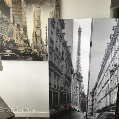 NLP029 Viva la Paris! Large Canvas Print, 3-Panel Screen
