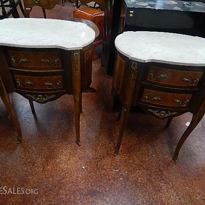 French style marble top side tables