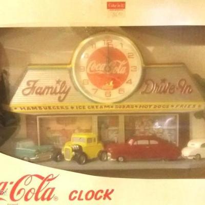 Vintage Coke Clock (New in Box) Family Drive In.