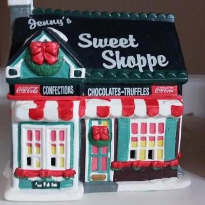 Lot of two lighted Jenny Sweet Shoppe and Coca-Cola Bottling Co.