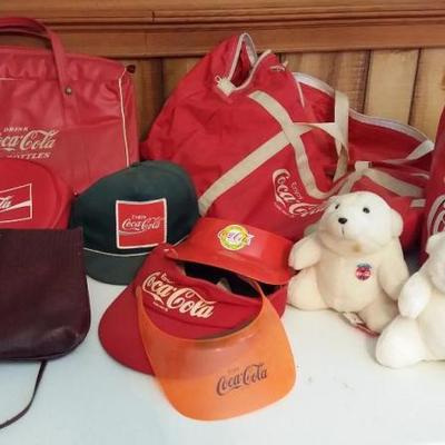 Miscellaneous Lot of Coca-Cola products - Two (2) Coke Polar bears, three (3) Coca-Cola visors, one 