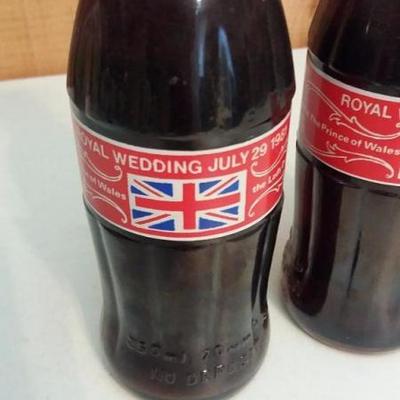 Lot of two (2) Coca-Cola bottles from the Royal Wedding of July 29, 1981, the Prince of Wales and La