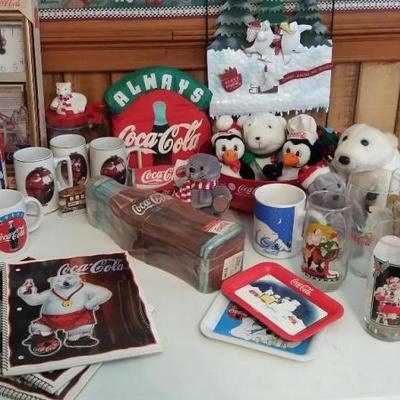 Miscellaneous Coke items - Six (6) Coca-Cola mugs, one (1) vintage Coca-Cola clock, one (1) large Co