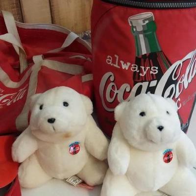 Miscellaneous Lot of Coca-Cola products - Two (2) Coke Polar bears, three (3) Coca-Cola visors, one 