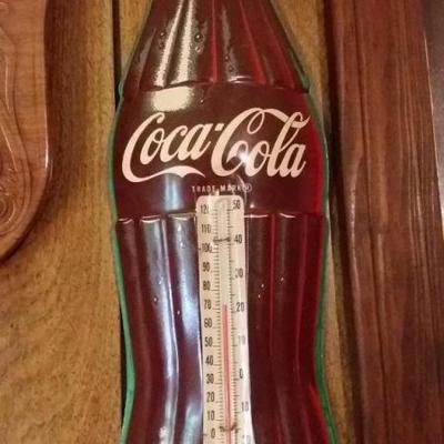 Vintage Coca-Cola shaped bottle thermometer.