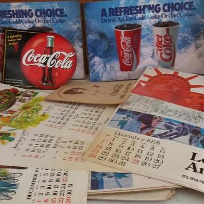 Mixed lot of Coca-Cola vintage advertisements - bags, paper advertisement, wall hanging, banners, ca