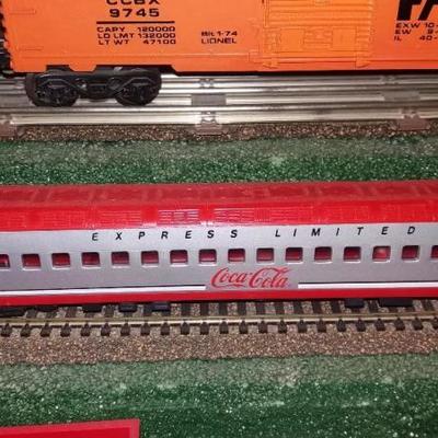HO Scale Train Express Ltd. Coca-Cola passenger engine, additional engine car, two (2) Express Ltd. 