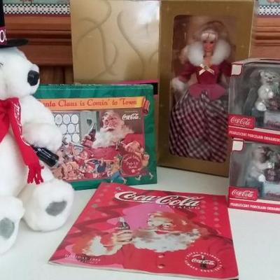 Winter Rhapsody Barbie by Mattel, commerative 2000 Polar bear with top hat, red scarf and Coke, pop-