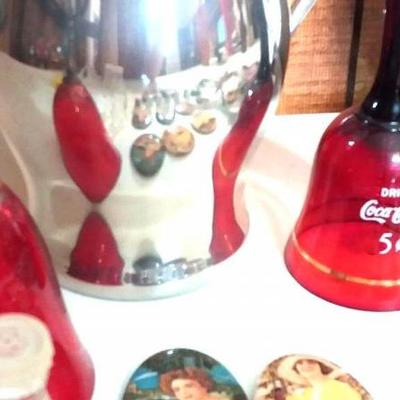 Six (6) Coca-Cola thimbles, Four (4) Coca-Cola collectible spoons, salt and pepper shakers, miniatur