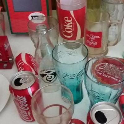 Assortment of Coca-Cola glasses, one (1) Coca-Cola pitcher, four (4) decks of playing cards, five (5