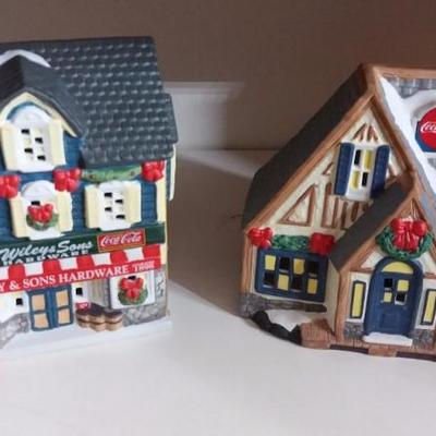 Lot of Coca-Cola Village - Wiley and Sons Hardware and Chowder House (lighted)