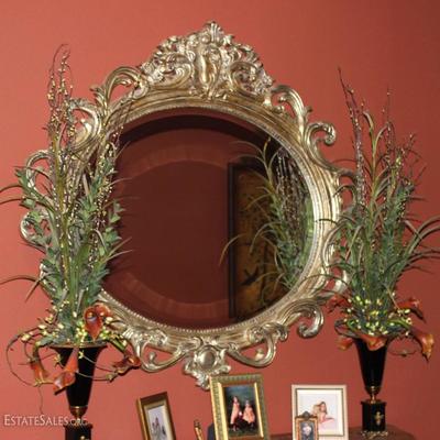 Round Mirror, Floral Arrangements