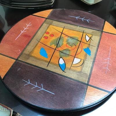 Painted wood lazy susan