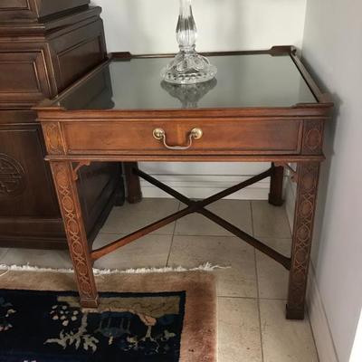 Baker side.end table with glass top