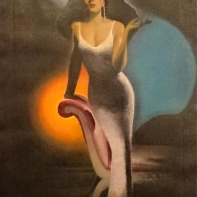 $222.00 - LARGE E.J. MAC MANUS OIL ON CANVAS PAINTING, DIANA ROSS, SIGNED LOWER RIGHT, VERY GOOD CONDITION