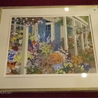 $131.00 - LARGE JOHN POWELL SERIGRAPH, LIMITED EDITION, TITLED JOLAIN'S FLOWERS, PENCIL SIGNED