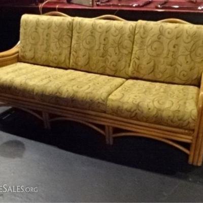 $72.00 - BENTWOOD AND RATTAN SOFA, 3 SEAT, VERY GOOD CONDITION, 78