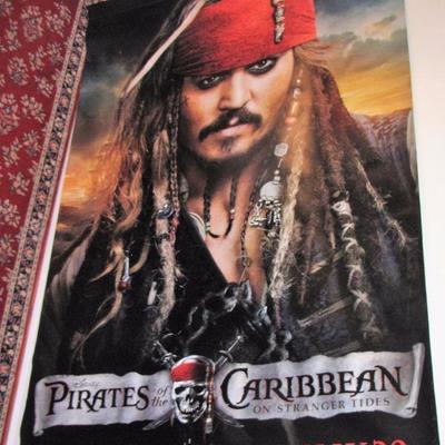3 Hollywood movie theater vinyl banners all apx 6 x 8... double sided Pirates of the Caribbean, single sided J Depp's Rum Diary and...