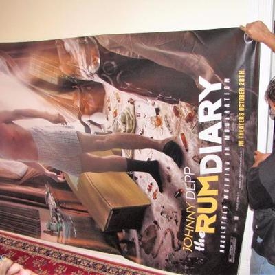 3 Hollywood movie theater vinyl banners all apx 6 x 8... double sided Pirates of the Caribbean, single sided J Depp's Rum Diary and...