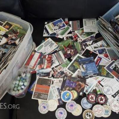 MIT101 Grab Bag Lot of Trading Cards - Sports, POGS, Marbles
