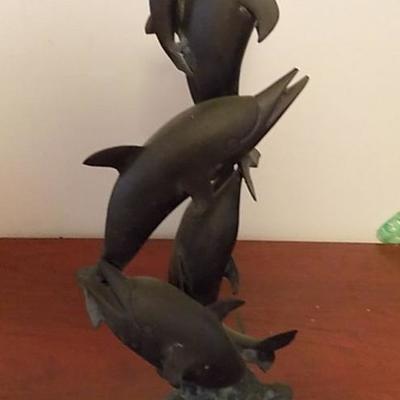 MIT086 Brass Looking Dolphin Sculpture
