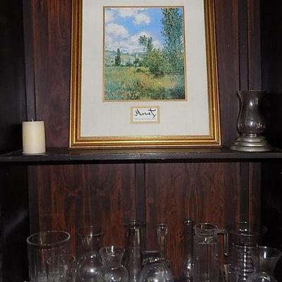 MIT029 Framed Monet Print, Hurricane Lamp, Vases & More
