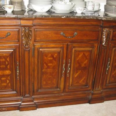 marble top buffet, matching dining room set