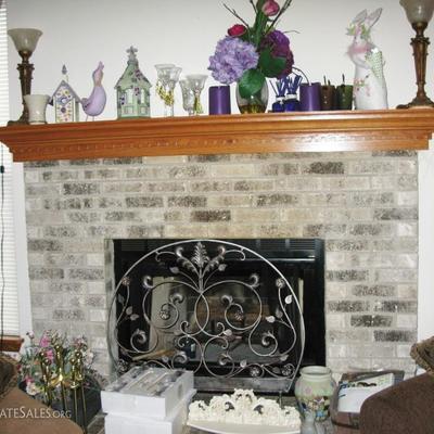 fire place screen and collectibles 