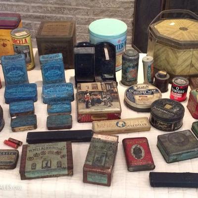 Large collection of antique and vintage tins