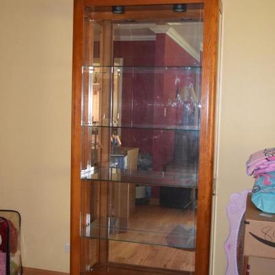 glass mirrored curio cabinet 