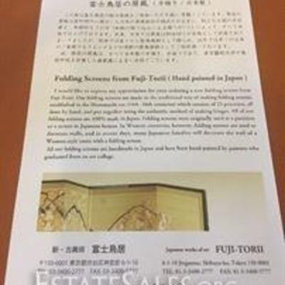 Certificate of Authenticity for Japanese screen